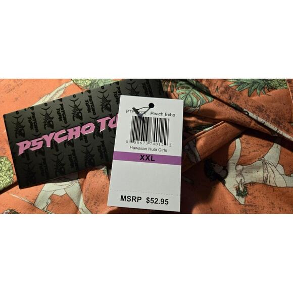 Psycho Tuna Hawaiian Shirt Hula Girls Peach Mens 2XL - Picture 4 of 5